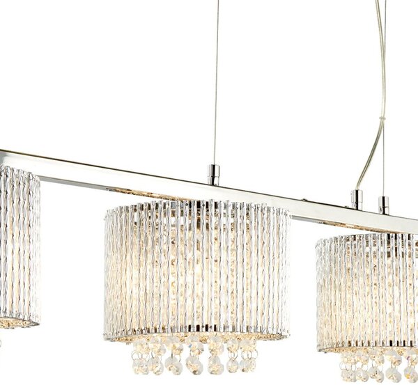 Lampadario Contemporaneo Elisa Ii Acciaio Cromo Alluminio Argento 4 Luci G9