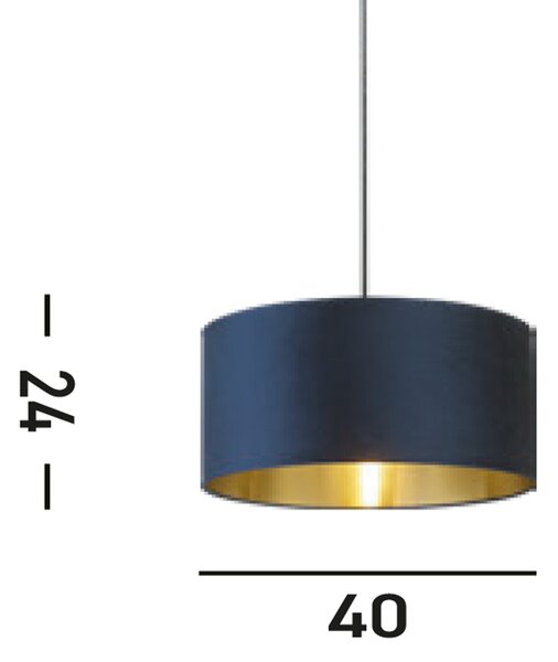 Paralume Contemporaneo Velluto Tessuto Blu Oro