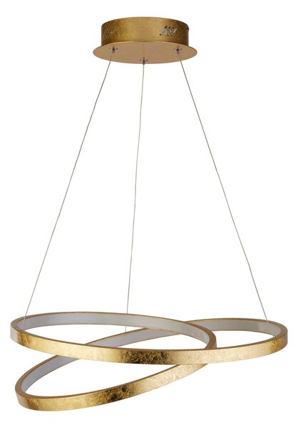Lampadario Moderno Galleggiante Acciaio Oro Policarbonato Bianco Led 42,4W 3000K