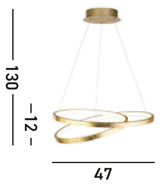 Lampadario Moderno Galleggiante Acciaio Oro Policarbonato Bianco Led 42,4W 3000K