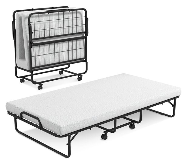 Costway Brandina pieghevole con materasso in memory foam, Letto singolo con struttura in metallo per adulti bambini