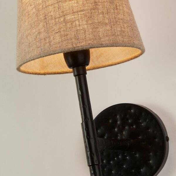 Applique Industrial-Nordico Gotico Acciaio Nero Tessuto 1 Luce E14
