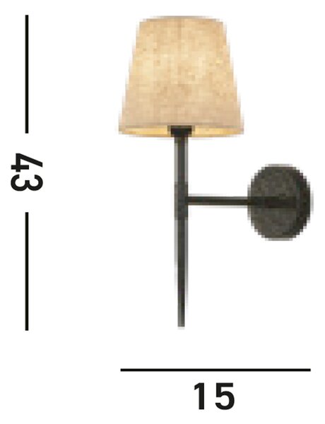Applique Industrial-Nordico Gotico Acciaio Nero Tessuto 1 Luce E14