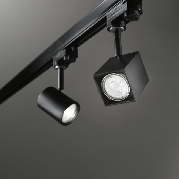 Faretto Cilindrico Spot Metallo Nero 1 Luce Gu10