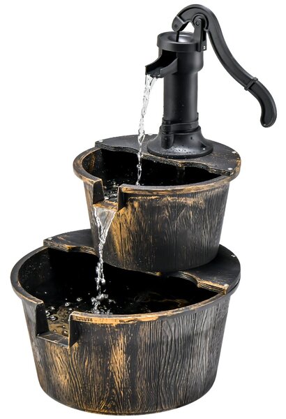 Costway Fontana da giardino a 2 livelli con pompa regolabile ricircolo di acqua, Fontana rustica a cascata Bronzo antico