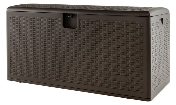 Costway Contenitore da giardino con coperchio chiudibile, Cassapanca di grande capacità per cuscini Marrone 127x56x64cm