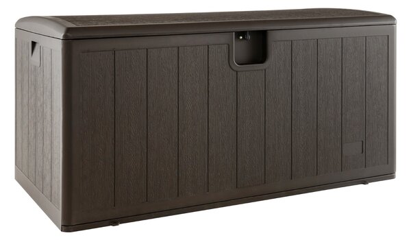 Costway Contenitore da giardino con coperchio chiudibile, Cassapanca di grande capacità per cuscini Marrone 127x73x64cm