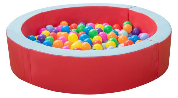 Costway Piscina in schiuma per bambini con 50 palline colorate, Vasca piscinetta rotonda da interno ed esterno Rosso