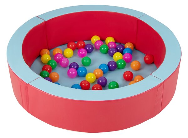 Costway Piscina in schiuma per bambini con 50 palline colorate, Vasca piscinetta rotonda da interno ed esterno Rosso