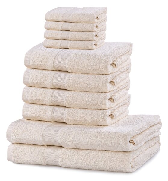 Set di 8 asciugamani crema chiaro e 2 asciugamani da bagno Marina Ecru - DecoKing