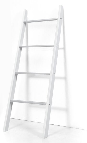 Costway Scala in legno a pioli da appoggio per il bagno, Porta asciugamani da terra a 4 bracci Bianco