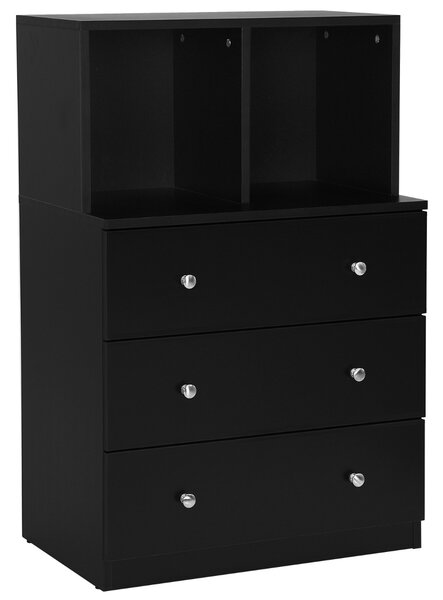 Costway Cassettiera in legno con 2 scomparti e 3 cassetti, Cassettiera per soggiorno corridoio ingresso Nero