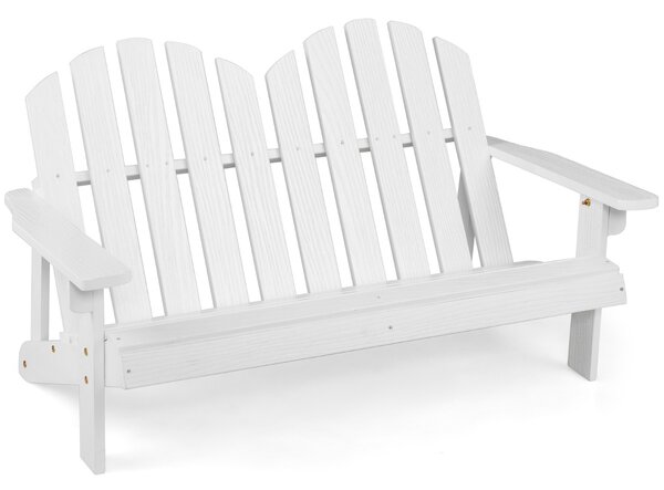 Costway Sedia adirondack per 2 bambini in legno di abete con schienale alto portata 100kg, Panchina da giardino Bianco