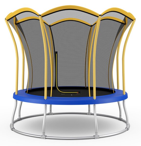 Costway Trampolino elastico da esterno con bordo di protezione, Tappeto elastico a forma di fiore da 305cm Giallo
