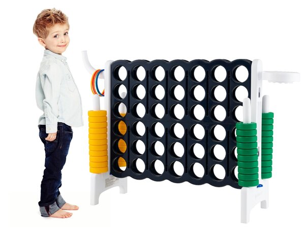 Costway Forza 4 gigante con canestro e gioco di lancio, Gioco da esterno per bambini e adulti 84x33x79 cm Bianco