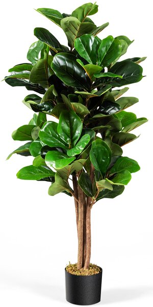 Costway Ficus lyrata artificiale da 1,2m da interno ed esterno, Piante finte con foglie realistiche in PEVA vaso in PP