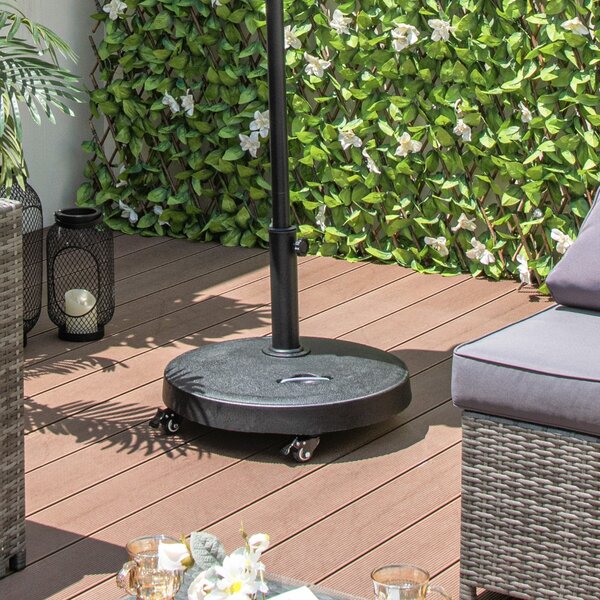 Costway Base ombrellone con rotelle da esterno 23kg, Supporto rotondo per ombrellone con diametro palo 38/48 mm