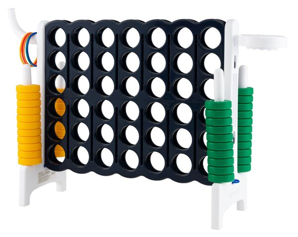Costway Forza 4 gigante con canestro e gioco di lancio, Gioco da esterno per bambini e adulti 84x33x79 cm Bianco