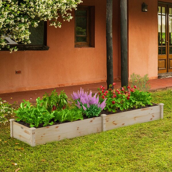Costway Fioriera rettangolare da esterno in legno, Orto rialzato da  giardino per ortaggi fiori piante aromatiche e frutta