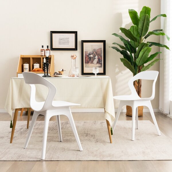 Costway Set di 4 sedie da pranzo moderne laterali, Set di 4 sedie per la cucina soggiorno e sala d'attesa Bianco