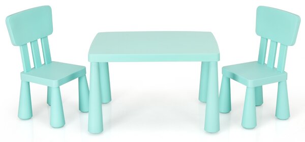 Costway Set con tavolo e 2 sedie per bambini, Set con tavolo e 2 sedie per mangiare disegnare scrivere e fare lavoretti Verde