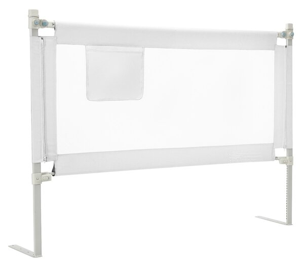 Costway Sponda letto bambini 145cm con spugna antiurto tasca laterale, Protezione letto per bambini in metallo Bianco