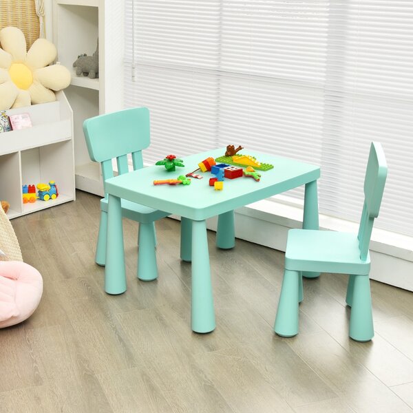 Costway Set con tavolo e 2 sedie per bambini, Set con tavolo e 2