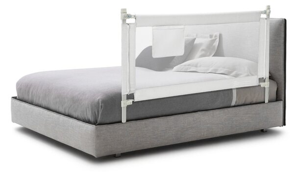 Costway Sponda letto bambini 145cm con spugna antiurto tasca laterale, Protezione letto per bambini in metallo Bianco