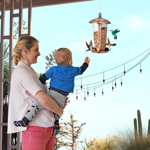 Mangiatoia Per Uccelli A Forma Di Gazebo | Da Appendere Con Cavo | 18x17 Cm - Foto 6