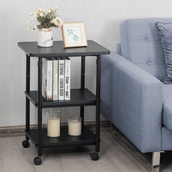 Costway Supporto per stampante con 3 livelli, Carrellino regolabile struttura resistente Nero