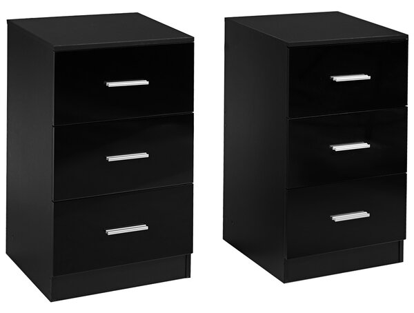 Costway Set di 2 schedari con 3 cassetti sotto la scrivania, Armadietto in legno durevole per casa Nero