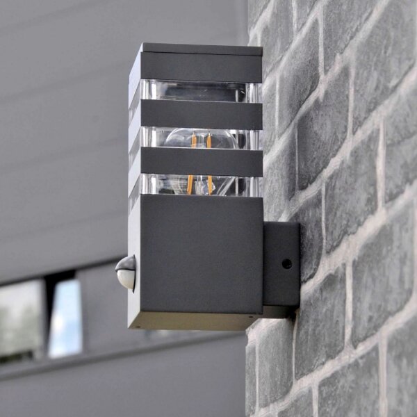 Applique da esterno con sensore TEKSAS 1xE27/12W/230V IP44 antracite