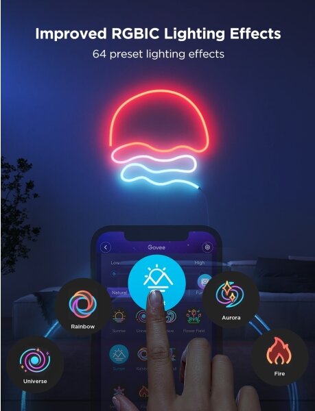 Govee - Neon 2 MATTER striscia LED flessibile 3m RGBIC Wi-Fi