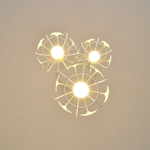 Lampadario a sospensione per bambini STARS 3xE27/15W/230V verde/bianco