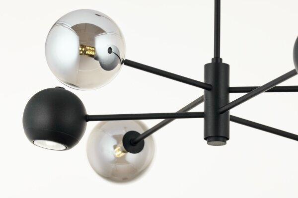 Jupiter 1974 - Lampadario a sospensione con supporto rigido MOKA 3xGU10/10W/230V + 3xG9/10W/230V nero/cromo