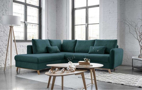 Divano letto angolare turchese L, angolo sinistro Scandic Lagom - Miuform
