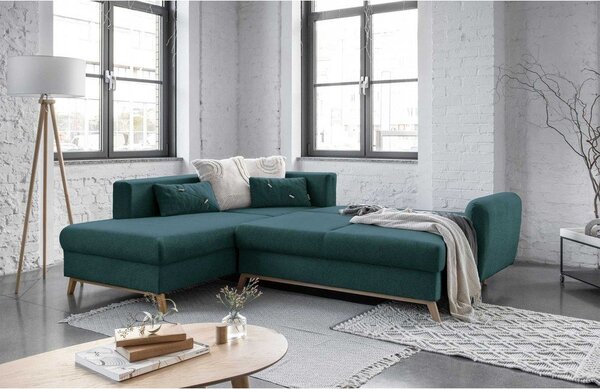 Divano letto angolare turchese L, angolo sinistro Scandic Lagom - Miuform