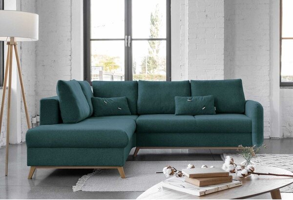 Divano letto angolare turchese L, angolo sinistro Scandic Lagom - Miuform