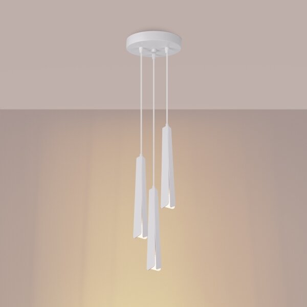 Sollux SL.1398 - Lampadario a sospensione con filo PRYSM 3xG9/8W/230V bianco