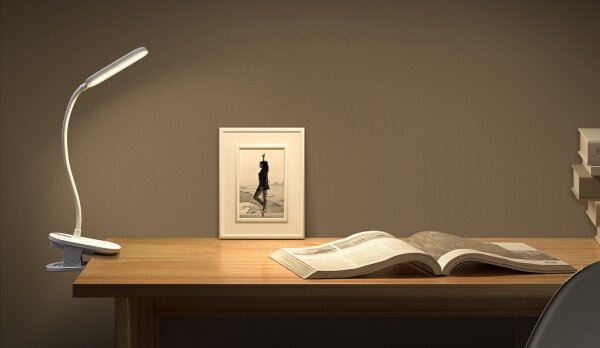 Aigostar - LED Lampada da tavolo ricaricabile dimmerabile con clip LED/2,5W/5V 1200mAh bianco