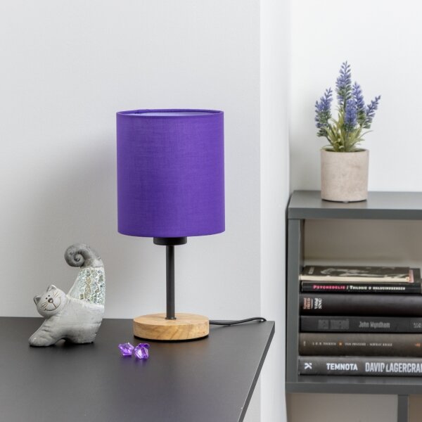 Brilagi - Lampada da tavolo NUBILA WOOD 1xE27/25W/230V quercia/viola