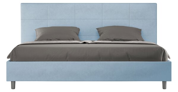 Letto Matrimoniale Queen Size 150x190 cm Senza Rete Imbottito in Microfibra Mika Azzurro
