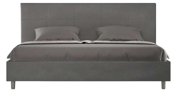 Letto Matrimoniale Queen Size 150x190 cm Senza Rete Imbottito in Microfibra Mika Grigio
