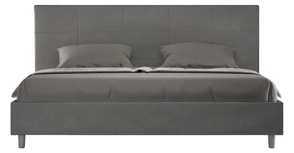 Letto Matrimoniale King Size 180x200 cm con Rete Imbottito in Microfibra Mika Grigio