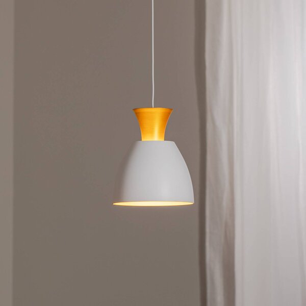 BEGA Lampada a sospensione LED Studio Line 51277, bianco/ottone, Ø 20 cm 51229/51277, dimmerabile, Bianco / Opale, Soggiorno / Sala da pranzo, Alluminio