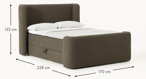 Letto boxsrping in bouclé con contenitore Perla