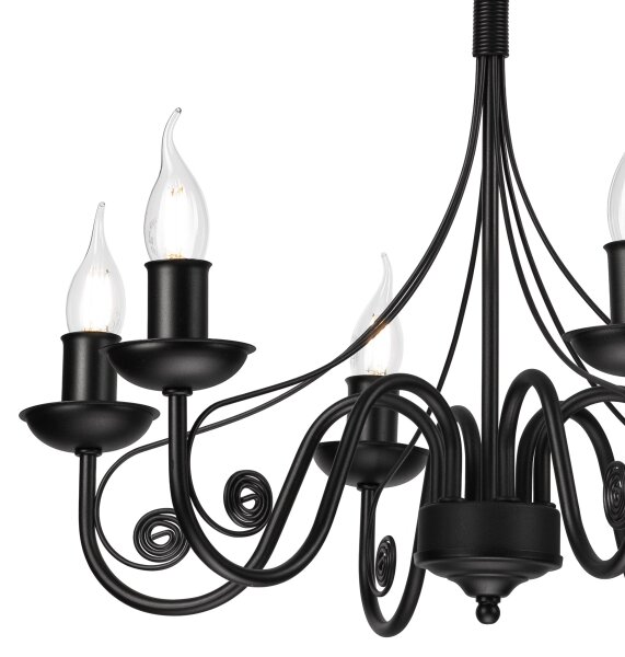 Lampadario a sospensione con catena DONATO 6xE14/40W/230V nero