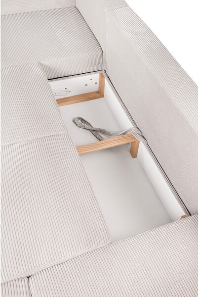 Divano angolare beige allungabile (con penisola a destra/a forma di "U") con rivestimento in velluto a coste Tori – Bonami Selection