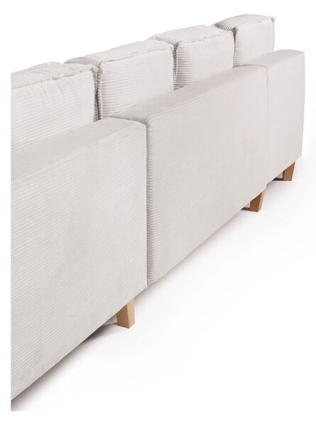 Divano angolare beige allungabile (con penisola a destra/a forma di "U") con rivestimento in velluto a coste Tori – Bonami Selection