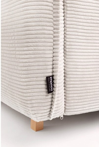 Divano angolare beige allungabile (con penisola a destra/a forma di "U") con rivestimento in velluto a coste Tori – Bonami Selection